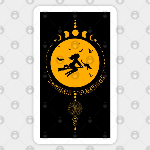 Samhain Blessings, witch Sticker by HolidayBug